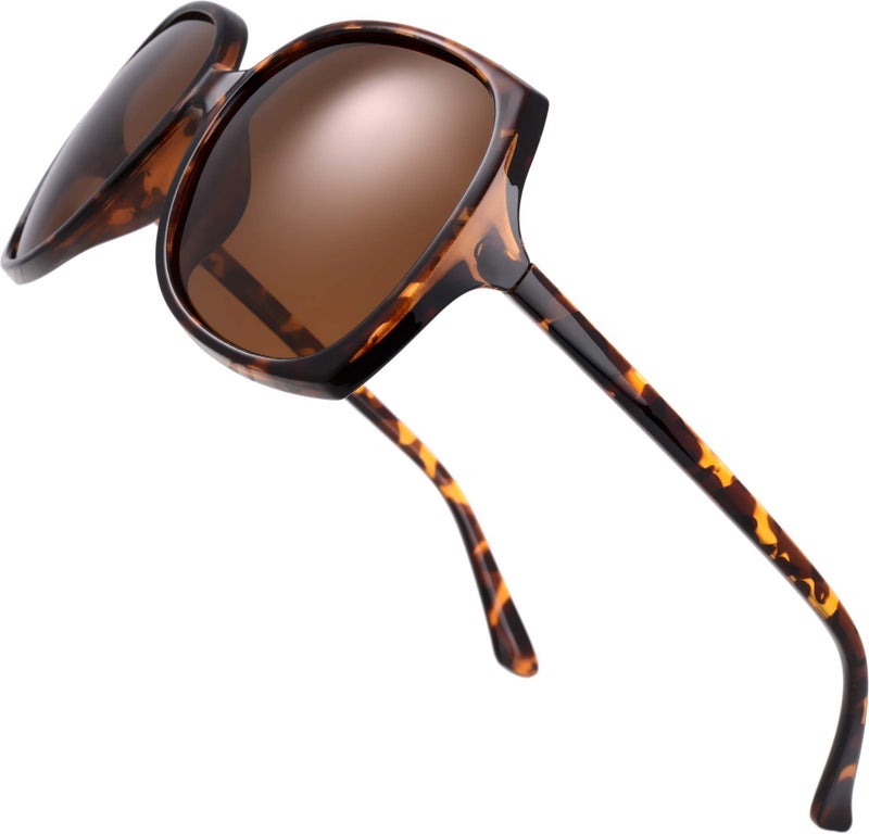 The Fresh Women's Oversized Square Jackie O Cat Eye Hybrid Butterfly Fashion Sunglasses - Exquisite Packaging (723302-Leopard Print, Brown Polarized Lens) - Image 1